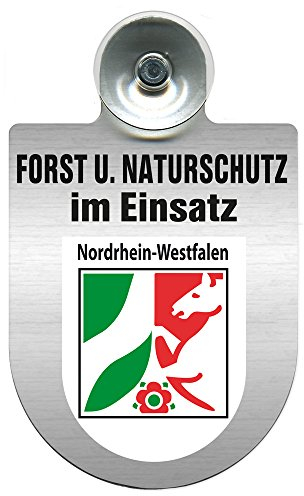 Einsatzschild mit Saugnapf - Forst u. Naturschutz im Einsatz 393813 incl. Regionenwappen nach Wahl Farbe Region Nordrhein-Westfalen