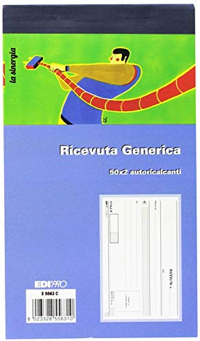 Edipro E5563C - Bloc reçus générique 50 x 2 auto-agrippant, format 9,9 x 17 cm, lot de 20 pièces