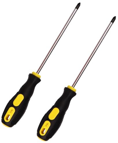 2Pcs Phillips Screwdriver 6 inch Shaft Non-Slip Grip Screwdriver Magnetic Tip 6mm PH2 Cross Head Screwdriver