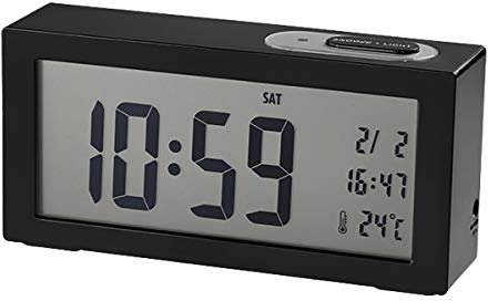 Dugena digitaler Quarzwecker 4460965, lautlos, mit Temperaturanzeige, Weckwiederholung, automatische Beleuchtung (inkl. Sensor), Kalenderfunktion, Maße 15 x 7,5 x 4 cm