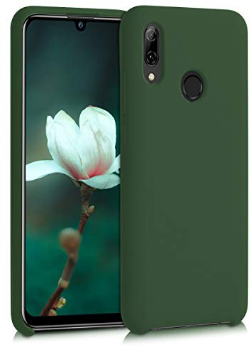 kwmobile Hülle kompatibel mit Huawei P Smart (2019) Hülle - Silikon Handy Case - Handyhülle weiche Oberfläche - kabelloses Laden - Dunkelgrün