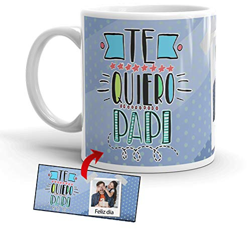 Kembilove Taza de Café Padre con Foto y Frase Personalizada Te Quiero Papi – Taza de Desayuno con Fotos Personalizadas – Tazas de Café y Té para Papá – Taza de Cerámica de 350 ml
