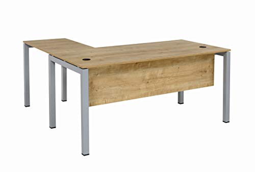 furni24 Schreibtisch Tetra 160 cm Eiche Winkelschreibtisch Homeoffice Seminartisch Anbautisch rechts o. Links montierbar