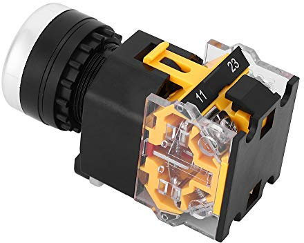 Interruptor de Botón Pulsador de 5 Uds 22Mm, Interruptor de Reinicio Automático de Tapa Redonda 37V-440V Sin Luz, Controles Eléctricos Industriales(Rojo)