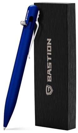 BASTION Aluminum Bolt Action Pen with Gift Case - Luxury Executive Retractable Lightweight Metal Ink Refillable Office Pocket EDC Fine Point Writing Ballpoint Pens for Men & Women