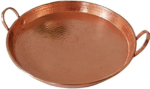 Sartén De Cobre Puro Hecha A Mano Sartén Plato Grueso Utensilios De Cocina De Doble Mango Sartén Sartén Para Hornear Binaural Plato De Frutas Adecuado Para Estufa De Gas-28 cm