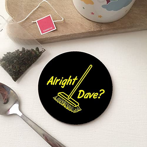 BigBazza Round Circle Wood Gift Coaster Coffee Tea Office Kitchen Novelty Cup Work Mug - Only Fools Horses Tv Show inspired Alright Dave Rodney