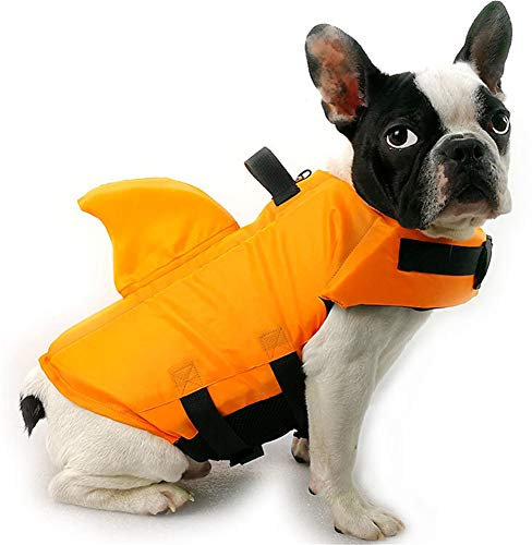 huihuijia Salvagente Cane Squalo Salvagente per Cani Giacca per Cani Riflettente Cappottini per Cani di Piccola Taglia Impermeabili Orange,Medium