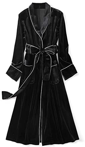 Abito da Notte in Tessuto di Velluto Dorato per Donna Camicia da Notte Manica Lunga Supersoft Collo A Scialle in Pile Vestaglia Sexy Cardigan Accappatoio Caldo Soffice