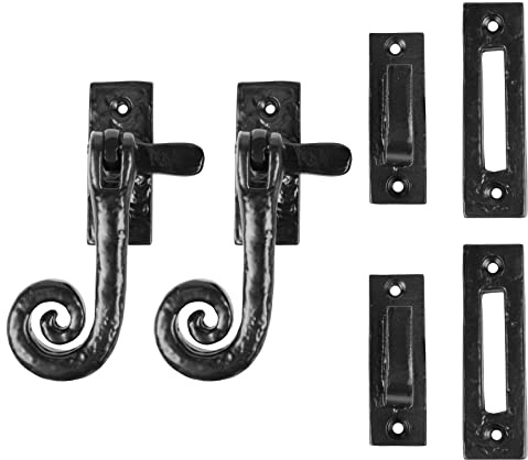Hammer and Tongs - Curly Tail Window Fastener - Left Handed - W45mm x H115mm - Black - Pack of 2