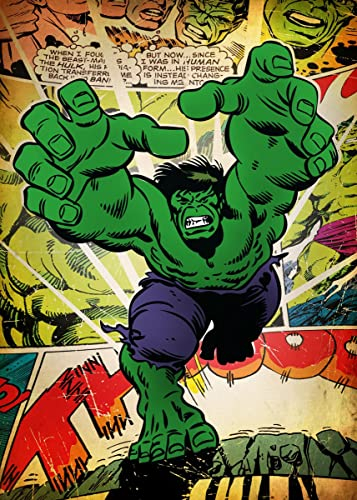 Displate Offiziell Marvel MetallPoster Magnetische Befestigung Inklusive Lizenziert Bilder Hochwertiges Poster Marvel Silver Age - The Hulk Poster 45 cm x 32 cm
