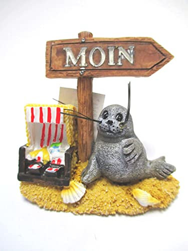 Nordsee Ostsee Magnet Poly Souvenir Germany Strandkorb rot Seehund
