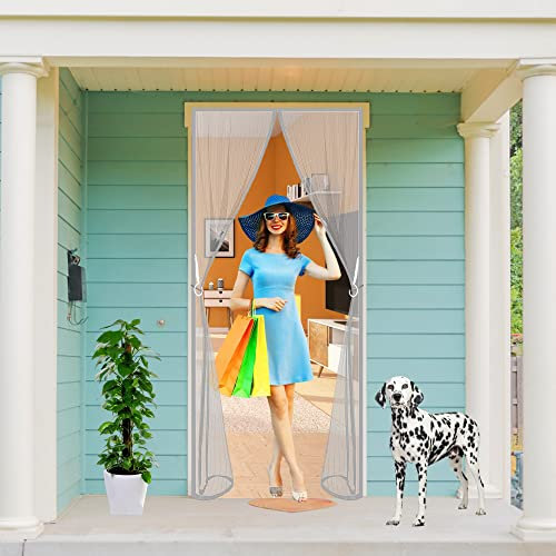 Fliegengitter Magnet Tur, 185x250cm Balkontür Insektenschutz Fliegenvorhang Magnetisch Türe, Insektenschutz Vorhang tür Terrassentür Grau