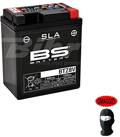 KOMPATIBEL MIT HONDA NSS FORZA ADF 125 2015-2021 Gebrauchsfertige Batterie BS BTZ8V SLA geladene versiegelte Batterien 7,4 Ah Ampere 12 Volt 130 x 113 x 70 mm