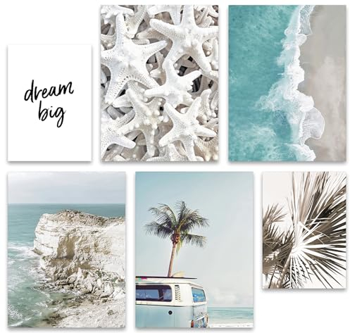Hambient Poster Set, Wohnzimmer Deko Schlafzimmer, Zimmer - Wanddeko, Wandbilder - Bilder OHNE Bilderrahmen (Meer Strand Marine, 4 x 30x40 cm, 2 x 21x30 cm)