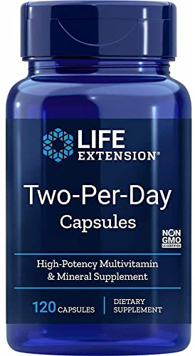 Life Extension Multivitamin Two per day, 120 Kapseln, Laborgeprüft, Glutenfrei, Sojafrei, Ohne Gentechnik