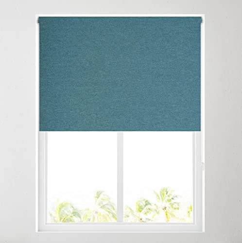 Barnes Blinds - Ara Soft Touch Blackout Roller Blinds for Windows, Custom Cut to Size - Black Out Thermal Fabric Durable Fittings Easy Fit - Roller Blind (TEAL 61cm)