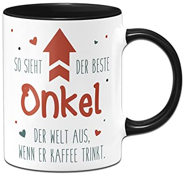 Tassenbrennerei Tasse So sieht der beste Onkel der Welt aus wenn er Kaffee trinkt - Geschenk mit Spruch lustig (Onkel-Schwarz)