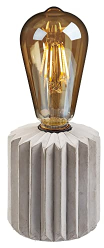 hellum LED Tischlampe batteriebetrieben mit Timer, Tischleuchte Vintage auf Zementfuß Ananas, Dekolampe zementgraue Farbe mit LED Glühbirne in gold, Retro-Stil Nachttischlampe, 523973