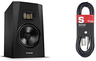 Adam Audio Monitor de Estudio T7V para grabación, Mezcla y masterización, Sonido de Calidad de Estudio & Stagg SAC3PXM DL - Cable XLR Macho a Jack 6,3 mm. Color Negro
