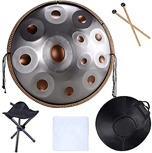 Handpan-Trommel-Instrument, In D-Moll, 22 Zoll, D3 A Bb C D E F G A Stahl-Handpan-Trommeln Mit Handpan-Tasche, Trommelstativ, Für Professionelle Audioproduktion, Für Musikpädagogik Für Erwachsene Und