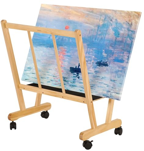 VISWIN Estantería de Madera para Impresiones Grandes, Estantería de Exhibición de Arte y Estantería de Secado con Ruedas, Perfecta para Almacenaje, Exhibición de Obras de Arte y Galerías