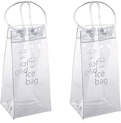 Ice Wine Bag Wine Cooler Bag Collapsible Clear Wine Cooler Pouch for Champagne Cold Beer Chilled Beverages 2PCS