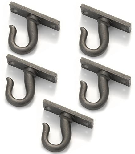Underground Parts Cast Iron Ceiling Hanging Hook Kitchen Utensil Cup Mug Holder Grey - Set of 5