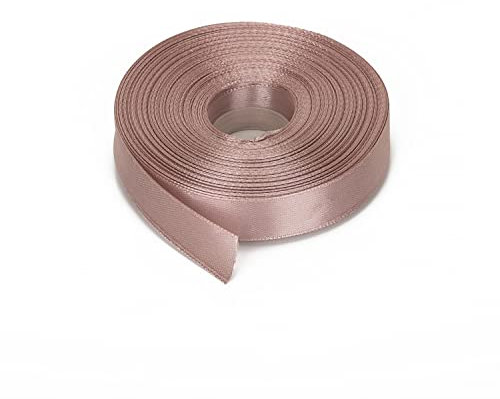 Trimming Shop Rose Gold Ribbon Roll - 10mm x 25 Metres - Double Sided Satin Brightly Coloured - 100% Polyester - for Gift Wrapping, Decorating, Arts and Craft - Machine Washable