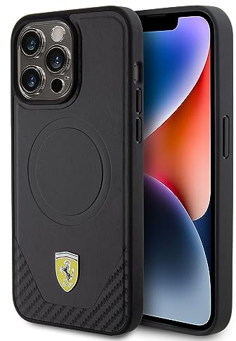 Ferrari FEHMP15XPTEK Hülle für iPhone 15 Pro Max 6.7 Schwarz hardcase Carbon Metal Logo