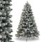 Albero di Natale Innevato 210 cm, Realistico, Super Folto, 1163 Rami con Apertura ad Ombrello, Abete Artificiale Ignifugo, In PVC, Verde e Bianco, Facile da Montare, con Base in Metallo