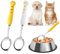 Cosysparks Pet Food Spoon - 2 Pcs Stainless Steel Cat Claw Long Handle Can Spoon for Dog Cat Wet Food Feeding (Yellow+White)