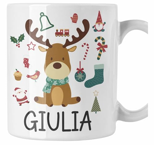 Colorfamily Tazza Natale PERSONALIZZABILE Baby Renna divertente Personalizza con nome Merry Christmas Regalo Natale
