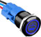 ETOPARS Noir Coque 19mm Momentané Interrupteur à Bouton Poussoir 12V 5A Interrupteur à Bascule Voiture Etanche Métal Commutateur avec Prise de Fil Bleu Lumière Rondelle