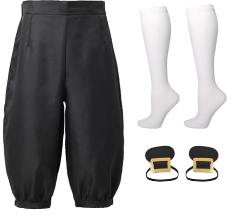 BLESSUME Set di pantaloni medievali da uomo, pantaloni coloniali, slip, calze, copriscarpe