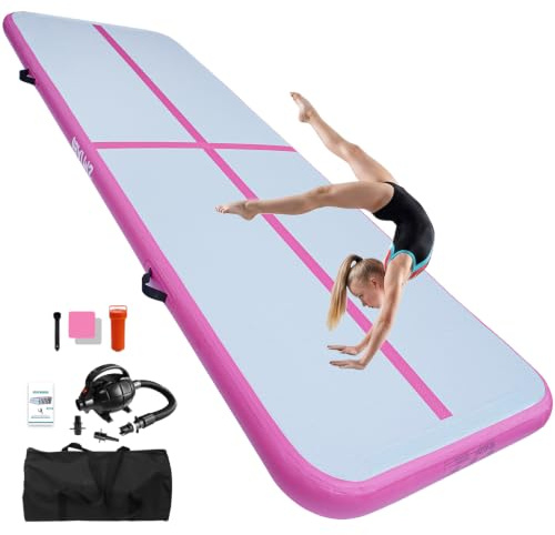 IBATMS Air Matte Track Turnmatte Aufblasbare 3M/4M/5M/6M, 10cm | PLATZSPAREND | STOSSABSORBIEREND + RUTSCHFEST | SCHNELL AUFBLASBAR | DRUCK EINSTELLBAR | VIELSEITIG EINSETZBAR | SORGENFREI