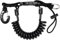 Cressi Unisex-Adult Spiral Laynyard with Ring Spiralkabel mit Tauchring, Schwarz/Schwarz, 1 Karabiner