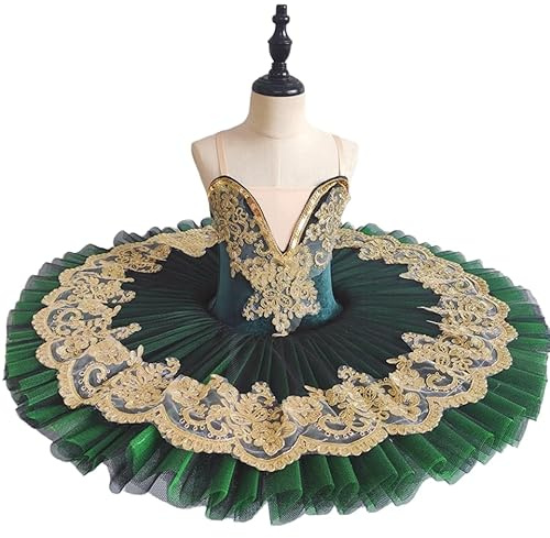 GeRRiT Kinder Ballett Professionelle Tutus Kinder Erwachsene Schwan See Pfannkuchen Tutu Frauen Mädchen Ballerina Kostüme Tanz Tutu Ballett,Grün,160