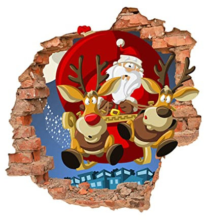 HOMSFOU 1Pc Adesivo Da Parete Di Natale Adorabili Adesivi Murali Adesivi Cartoon Adesivo Adesivo Di Natale 3D Babbo Adesivo Autoadesivo Della Parete Della Decalcomania