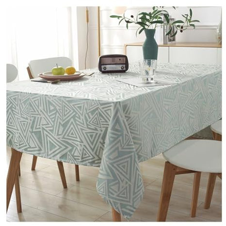 AMDXD Tischtuch 135x300CM, Dreieck Jacquard Tischdecken Polyester, Tischdecke Indoor Garten Zimmer Tischdekoration für Drinnen Draussen Garten Esszimmer Party und Festen, Grün