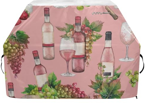 Housse de barbecue avec sangle réglable pour barbecue Weber, Brinkmann, Char Broil - Imperméable, coupe-vent, aquarelle, bouteille en bois, raisin, gaz (165 x 63,5 x 114 cm)