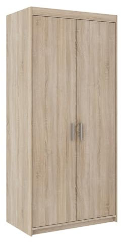 Mirjan24 Kleiderschrank Elena 2D, Drehtürenschrank, 2-türig Schrank, Farbauswahl, Weiß, Sonoma, Lefkas (Sonoma_N)