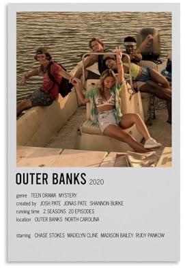Poster vintage du film Outer Banks sur toile pour décoration murale de salon, chambre à coucher, 40 x 60 cm, style sans cadre