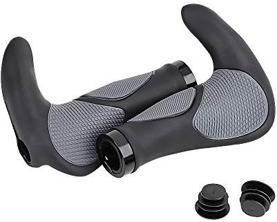 GENCOLY Fahrradgriffe Lenkergriffe - Fahrradgriffe Ergonomisch MTB Griffe Fahrradlenker Fahrrad Rutschfester Zwei Seiten Lock Fahrrad Griffe (22 mm) Schwarz/Grau