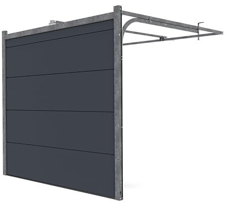 GM Portes - Porte de garage LANCE Sectionnelle Prémontée | Moteur: Ecoline - Wifi - Inclus | 212cm X 240cm | Anthracite - Finition lisse sablé