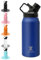 X SIM FITNESSX Termo de acero inoxidable de 800 ml, a prueba de fugas, termo, caliente y frío, doble pared, aislada, sin BPA, para deportes, fitness, exteriores, escuela (azul oscuro)