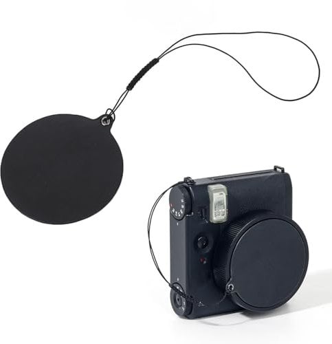 7.4cm Leather Lens Cap Sticker with 18cm String, Instant Camera Lens Cap Keeper Holder, Lens Cap Holder for Mini 99 - Lens Cap Anti Lost