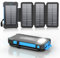 Banque d'alimentation solaire 26800 mAh avec 4 panneaux solaires, batterie externe USB-C 18 W charge rapide pour iPhone, Samsung et plus encore, batteries externes étanches IPX7 avec lampe de poche