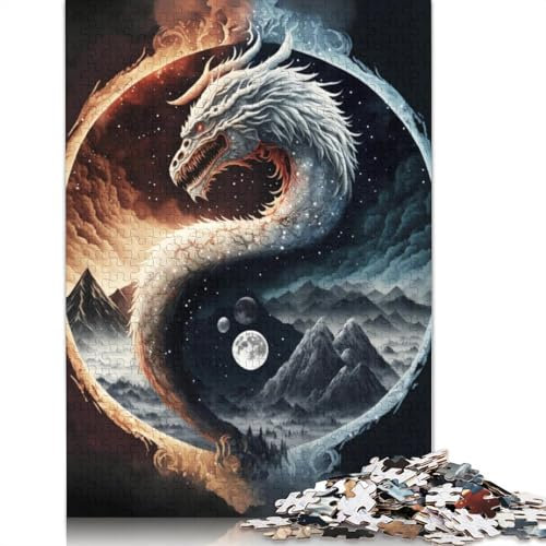Puzzle 1000 Teile Puzzle für Erwachsene und Kinder Yin und Yang Puzzle für Erwachsene Kartonpuzzle Anspruchsvolles Spiel Größe: 38x26cm