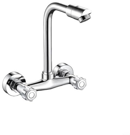 Uwithdanceme Rubinetto per lavandino, per rubinetto per lavello girevole a 360°, ad arco alto, in acciaio inox, per lavanderia in camper e fattoria (A)